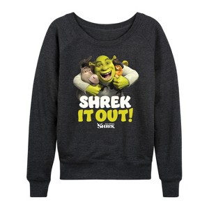 Women's Shrek Lightweight French Terry Wide Neck Long Sleeve Graphic ...