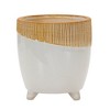 Ceramic Footed Planter – 7.75"H – Brown White Color Block Pot for Plants By Melrose - 2 of 3