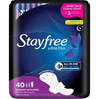 Stayfree Ultra Thin Pads with Wings - Unscented - Overnight - 40ct