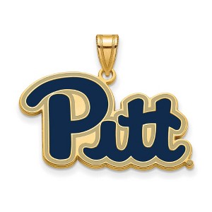 Black Bow Jewelry 14k Yellow Gold Plated Sterling Silver Pittsburgh Panthers NCAA Large Pendant - 1 of 3