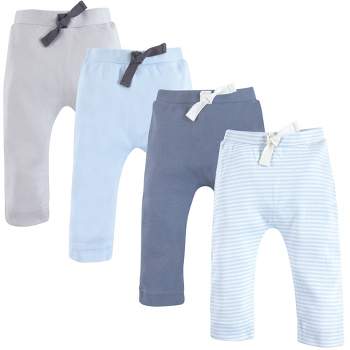 Touched by Nature Baby and Toddler Boy Organic Cotton Pants 4pk, Lt. Blue Gray