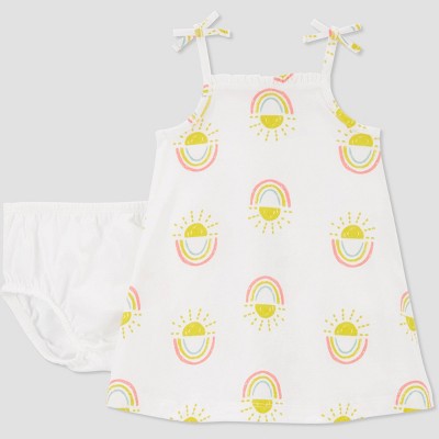 Image of Carter's Just One You®️ Baby Girls' Family Love Sunshine Rainbow Sundress - Yellow/White 9M