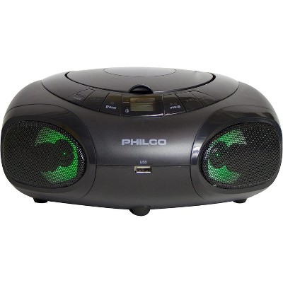PHILCO Bluetooth Boombox CD Player with AM/FM Radio, USB Playback, Fun Lights, MP3/CD-R/CD-RW Support, Aux Input