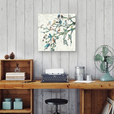 24" x 24" Multicolor Canvas Botanical Bird Art