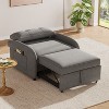 ORRD 3-in-1 Sleeper Sofa Bed, Convertible Loveseat with Pillow & Pocket, Cotton Linen for Living Room Apartment，Grey - 2 of 4
