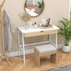 Tangkula White Computer Desk with Storage Wood Modern Writing Desk Large Drawer & Rubber Wood Legs Study Desk for Small Space - 2 of 4