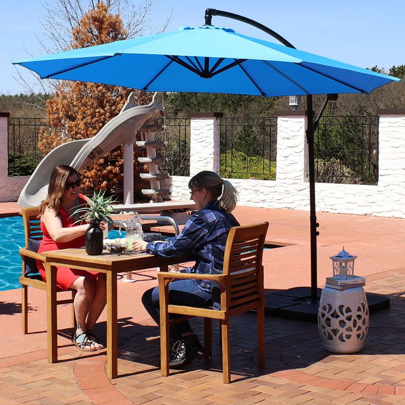 Sunnydaze Outdoor Steel Cantilever Offset Patio Umbrella with Air Vent, Crank, and Base - 9.25', 3 of 22