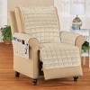 Collections Etc Velvet Non-Slip Quilted Recliner Cover with Side Pockets - 2 of 4