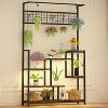 7-Tier Metal Plant Stand with Grow Lights and Hooks, Indoor Tall Plant Shelf Display Rack for Plants, Books, or Decor, Brown Finish - 2 of 4