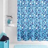 LunaLulinlk Blue PEVA Curtain with 12 Roller Shower Hooks - 3 of 4