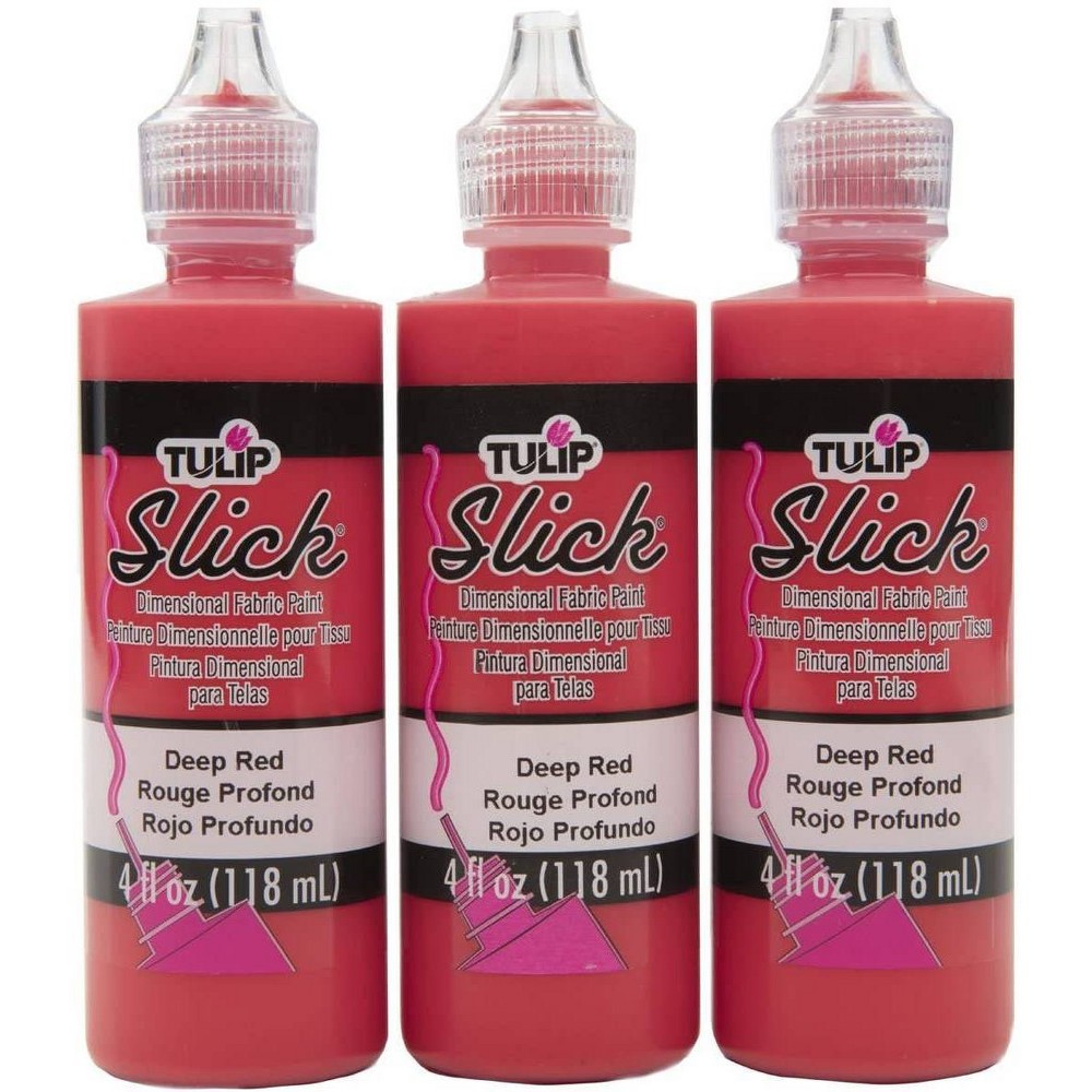 Tulip 3pk 4oz Dimensional Fabric Paint - Deep Red: Permanent Non-Toxic Craft Paint, Water-Based, Ages 13+