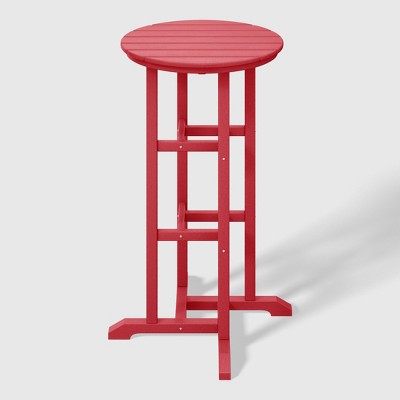 Red HDPE Outdoor Patio Bar Height Bistro Table, 42" Tall