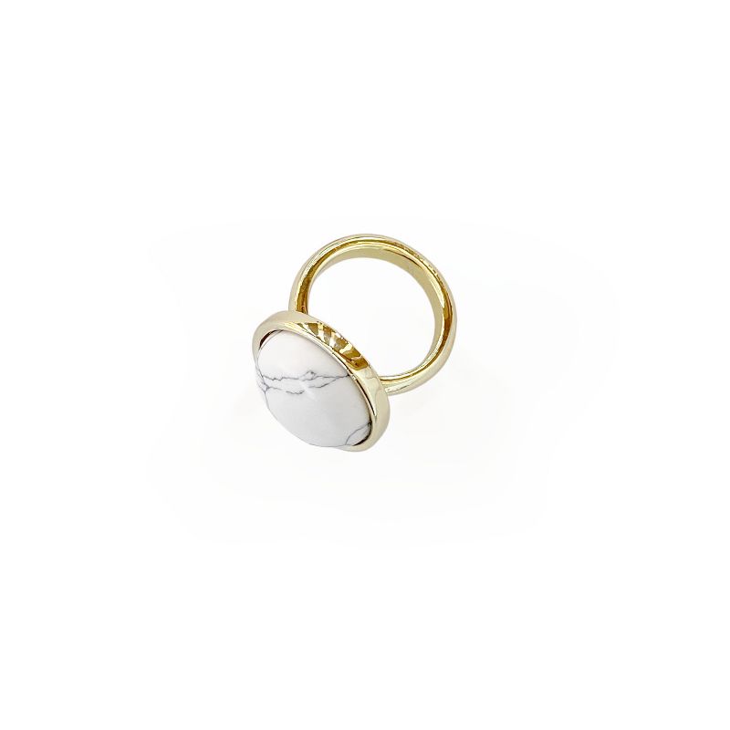 Sanctuary Project by sanctuaire Semi Precious White Howlite Round Statement Cocktail Ring Gold, 2 of 5