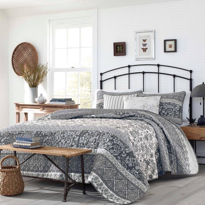 Abbey Reversible Quilt Set Gray - Stone Cottage, 2 of 12