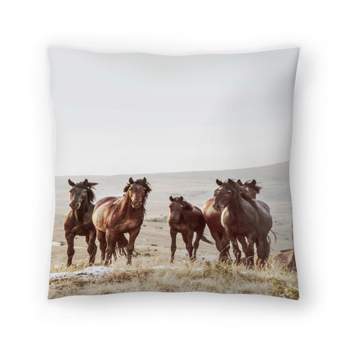 Wild Horses By Tanya Shumkina Throw Pillow - Americanflat Animal Farmhouse