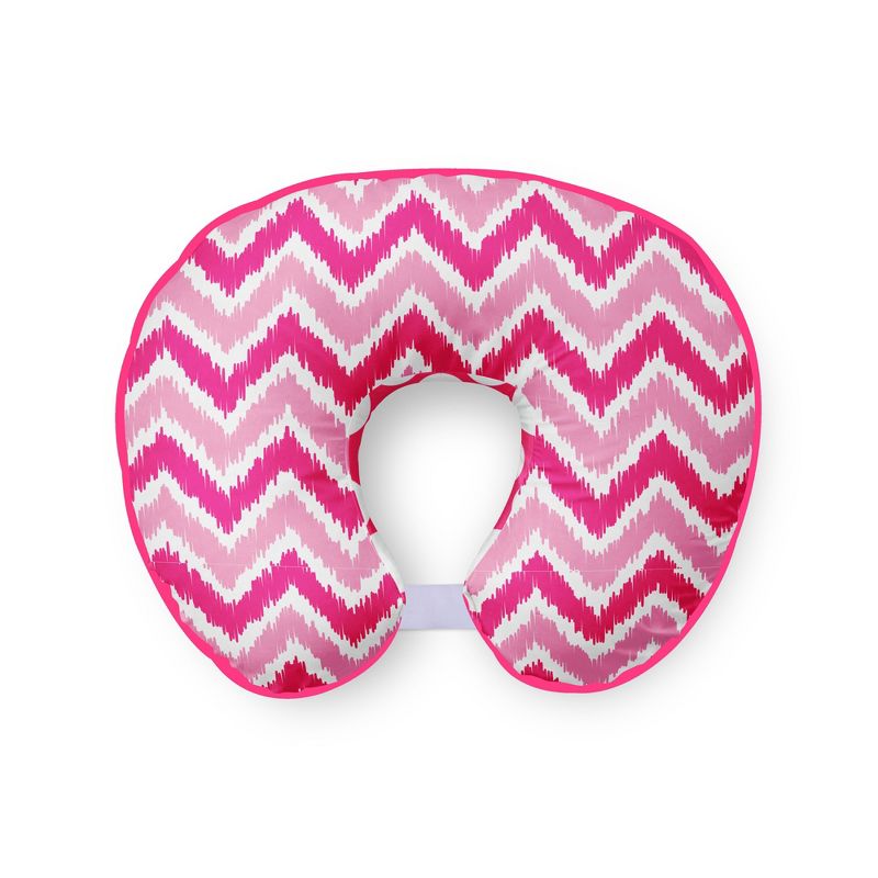 Bacati - 3 pc Chevron/Dots Pink Fuchsia Hugster Feeding & Infant Support Nursing Pillow with 2 removable zippered covers, 2 of 7