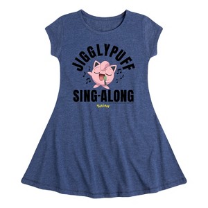Girls' - Pokémon - Jiggypuff Sing Along Fit & Flair Cap Sleeve Dress - 1 of 3