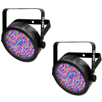 (2) Chauvet DJ SlimPar 56 LED DMX Slim Par Can Stage Pro RGB Lighting Effects