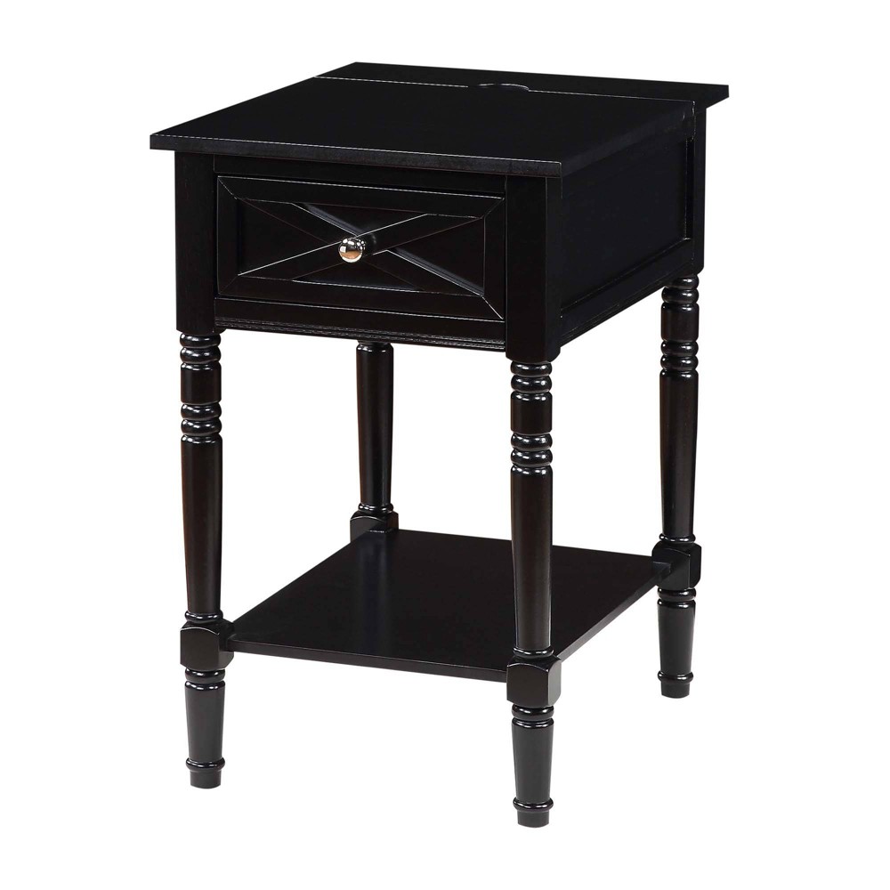 Photos - Coffee Table Country Oxford End Table with Charging Station Black - Breighton Home