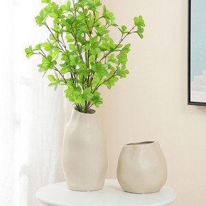 LuxenHome 2-Piece Ivory Ceramic Modern Vase Set Off-White - 1 of 4