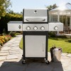 BAOURE 3-Burner Propane Gas BBQ Grill with Side Burner, 37,230 BTU Outdoor Barbecue with Enameled Cast Iron Grids - 4 of 4