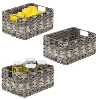 mDesign Woven Farmhouse Pantry Food Storage Bin Basket Box