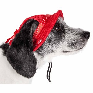 Pet Life Sea Spot Sun UV Protectant Adjustable Fashion Mesh Brimmed Dog Hat Cap, LG, Black - 1 of 4