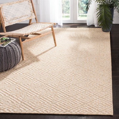 Beige Geometric Flat Woven Synthetic Area Rug 3' x 5'