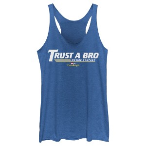 Women's Marvel Hawkeye Trust Moving Company Racerback Tank Top - 1 of 4