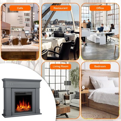 Gray 43" Freestanding Electric Fireplace Mantel with Remote Control