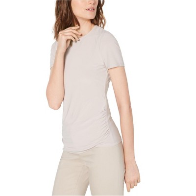 Anne Klein Womens Side Ruched Basic T-Shirt