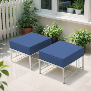 Belord Outdoor Metal Ottoman with 5 inch Cushion, Heavy-Duty Metal Frame with Removable 5" Thick Cushion, MagTek Secure Fastening System - 1 of 4