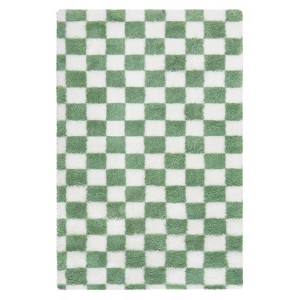 Plush Fluffy Living Room Rugs, Geometric Checkered Soft Fuzzy Bedroom Rug, Shag Floor Carpet for Nursery Kids Room - 1 of 4