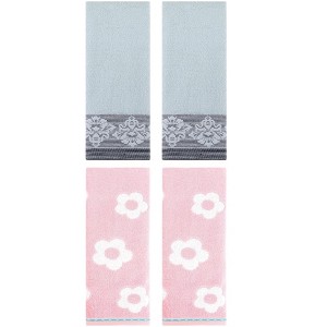 REGALWOVEN 4 Pcs Cute Floral Pattern Soft Absorbent Hand Towel for Bathroom - 1 of 4