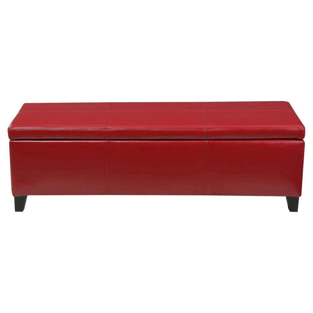 Photos - Pouffe / Bench Lucinda Faux Leather Storage Ottoman Bench Red - Christopher Knight Home