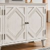 Okak 65.2in Mid Century Sideboard Buffet Cabinet, Accent Cabinet with 4 Doors and 4 Shelves, Storage Cabinet for Living Room, Entryway, Office， White - 3 of 4