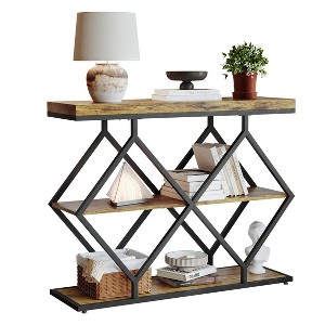 GustoWave Industrial 3-Tier Console Table with Metal Frame, Sofa Table with Storage Shelf for Entryway, Hallway, or Living Room - 1 of 4