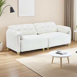 83.1" Cloud Fabric 2-Seater Sofa with Straight-Line Design & Fluffy Sponge Cushioning - 1 of 4