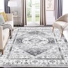 Washable Vintage Medallion Living Room Rug, Non-Slip Retro Oriental Carpet, Soft Non-Shedding Floor Mat, Low Pile Foldable - 2 of 4