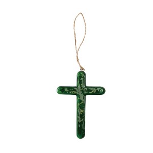 Transpac Glass Green Cross w/Hanger Home Decorations Spring - 1 of 1