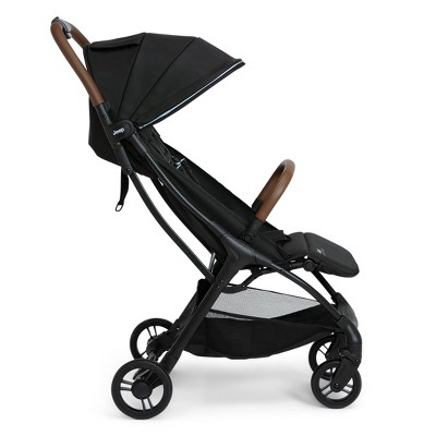 Black Compact Travel Stroller with Leatherette Handle