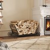 Famapy Black Iron Firewood Cart Firewood Storage Rack  Wood Mover Hauler Heavy-Duty Log Holder with Wheels for Fireplace & Patio - 2 of 4