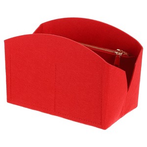 Unique Bargains Felt Multiple Compartments Zipper Purse Makeup Bag and Organizer 8" x 4" x 5.5" - 1 of 4