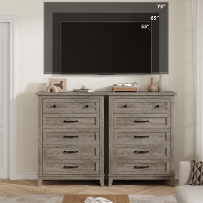 5 Dresser for Bedroom, 41.3" Tall Vertical Drawer Dresser with Storage Freestanding, Wooden Closet Storage Chest