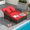 Tangkula Patio Rattan Daybed Wicker Loveseat Sofa w/ Multifunctional Ottoman - 2 of 4