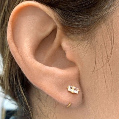 Adornia 14k Gold Plated Baguette Huggie Hook Hoops
