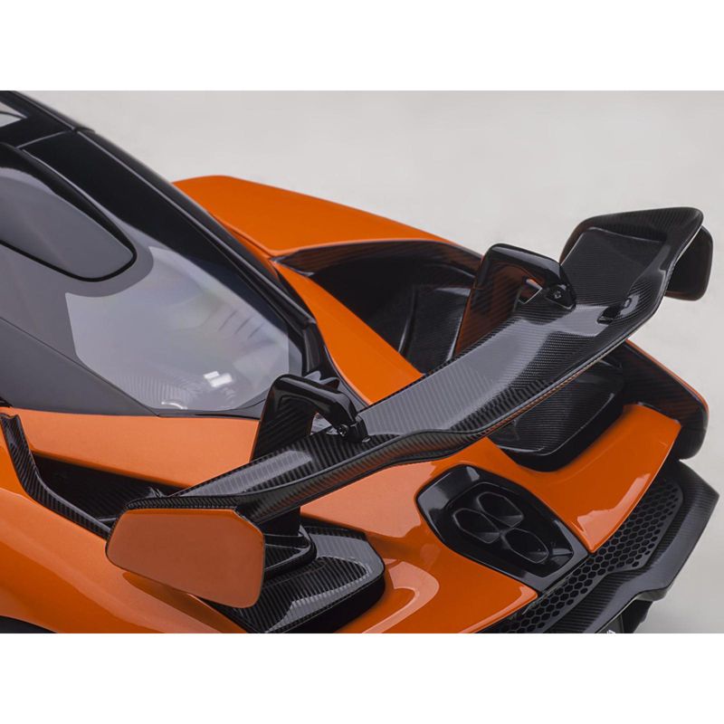 McLaren Senna Trophy Mira Orange and Black with Carbon Accents 1/18 Model Car by Autoart, 4 of 7