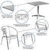 Emma and Oliver 31.5" Square Aluminum Table Set with 4 Slat Back Chairs - 3 of 4