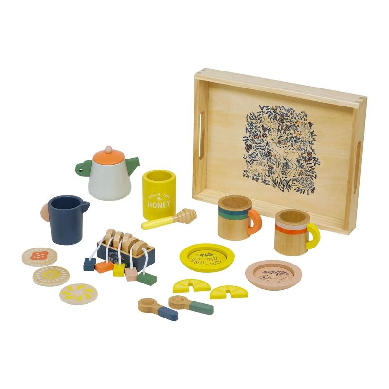 Manhattan Toy Flora Fauna Toddler and Kids Pretend Play Wooden Tea Set, 23-Piece, 2 of 5