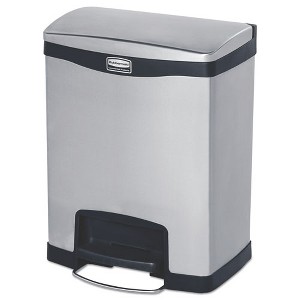 Rubbermaid Commercial Slim Jim Stainless Steel Step-On Container, Front Step Style, 8 gal, Stainless Steel, Black - 1 of 1